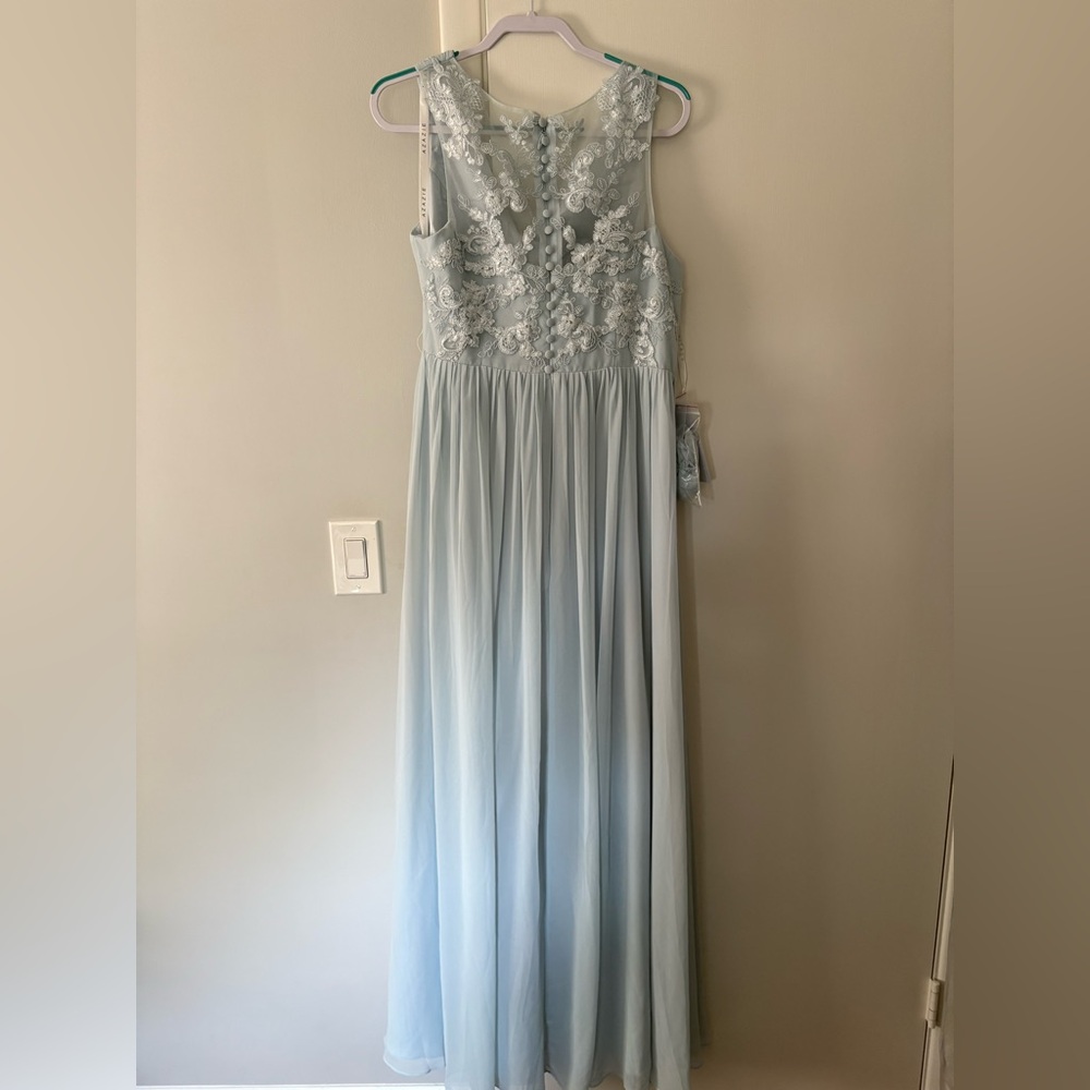 NWT Azazie Kingsley Dress in Chiffon Mist - Picture 7 of 7